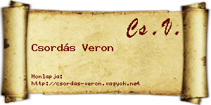 Csordás Veron névjegykártya